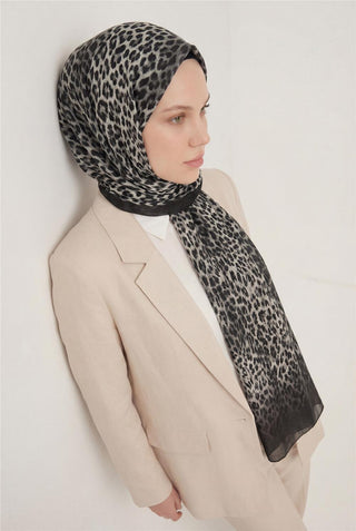 Leopard Print Cotton Dark Gray 90x200 Soft Shawl 