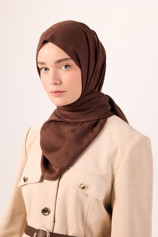 Pamuk Polyester Liva Şal Acı Kahve Düz Dokulu Tok Duruşlu 90X200