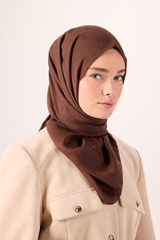 Pamuk Polyester Liva Şal Acı Kahve Düz Dokulu Tok Duruşlu 90X200