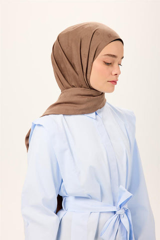 Pamuk Polyester Liva Şal Koyu Vizon Düz Dokulu Tok Duruşlu 90X200