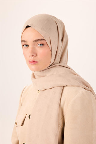Pamuk Polyester Liva Şal Bej Düz Dokulu Tok Duruşlu 90X200