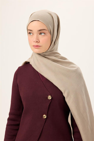 Pamuk Polyester Liva Şal Koyu Bej Düz Dokulu Nefes Alan 90X200 - Liva Şal - | Silk Home