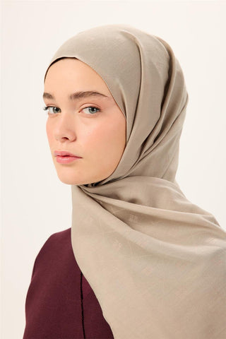 Pamuk Polyester Liva Şal Koyu Bej Düz Dokulu Nefes Alan 90X200