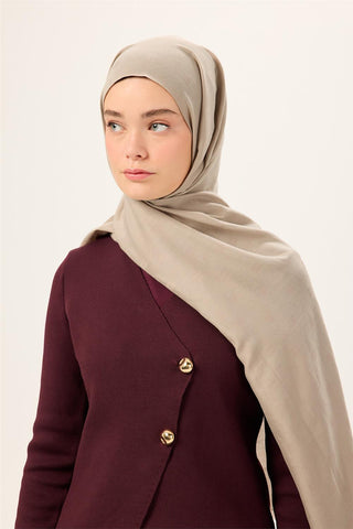 Pamuk Polyester Liva Şal Koyu Bej Düz Dokulu Nefes Alan 90X200