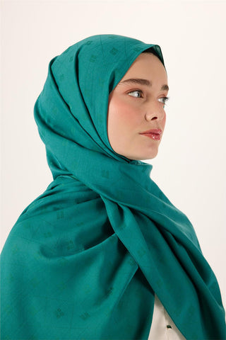 Pamuk Polyester Liva Şal Yeşil Düz Dokulu Nefes Alan 90X200