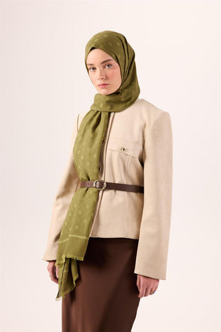 Pamuk Polyester Liva Şal Olive Dokulu Nefes Alan Doğal Yapılı 90X200