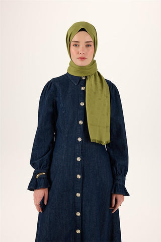 Pamuk Polyester Liva Şal Açık Yeşil Dokulu Nefes Alan Doğal Yapılı 90X200