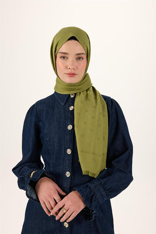 Pamuk Polyester Liva Şal Açık Yeşil Dokulu Nefes Alan Doğal Yapılı 90X200