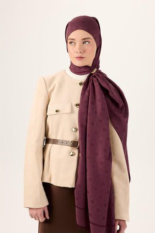 Pamuk Polyester Liva Şal Mürdüm Dokulu Nefes Alan Doğal Yapılı 90X200