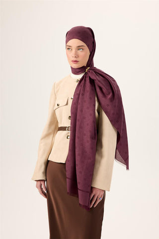 Pamuk Polyester Liva Şal Mürdüm Dokulu Nefes Alan Doğal Yapılı 90X200