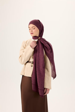 Pamuk Polyester Liva Şal Mürdüm Dokulu Nefes Alan Doğal Yapılı 90X200
