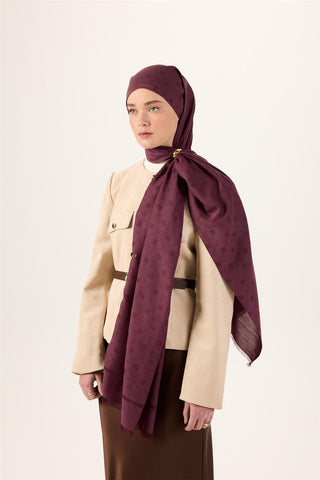 Pamuk Polyester Liva Şal Mürdüm Dokulu Nefes Alan Doğal Yapılı 90X200