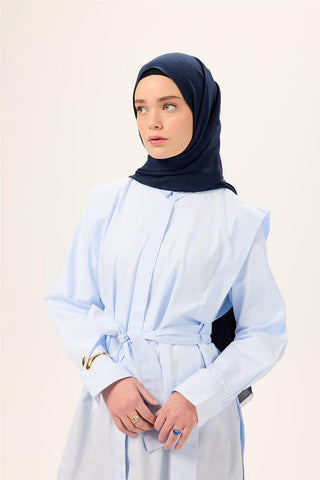 Pamuk Polyester Liva Şal Lacivert Dokulu Nefes Alan Doğal Yapılı 90X200