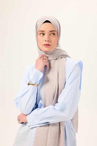 Pamuk Polyester Liva Şal Gümüş Dokulu Nefes Alan Doğal Yapılı 90X200