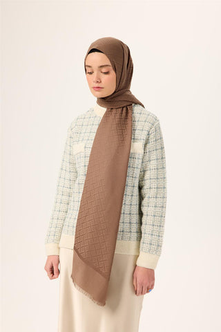 Pamuk Polyester Liva Şal Koyu Vizon Dokulu Nefes Alan Doğal Yapılı 90X200