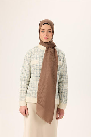 Pamuk Polyester Liva Şal Koyu Vizon Dokulu Nefes Alan Doğal Yapılı 90X200