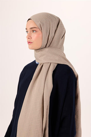 Pamuk Polyester Liva Şal Koyu Bej Dokulu Nefes Alan Doğal Yapılı 90X200