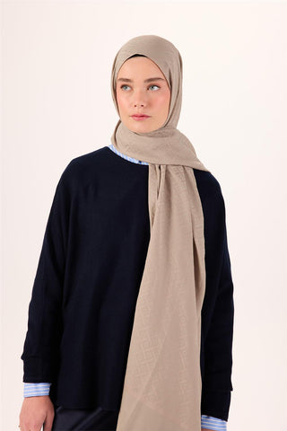 Pamuk Polyester Liva Şal Koyu Bej Dokulu Nefes Alan Doğal Yapılı 90X200