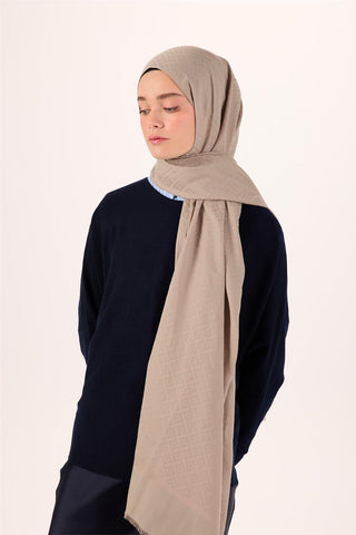 Pamuk Polyester Liva Şal Koyu Bej Dokulu Nefes Alan Doğal Yapılı 90X200