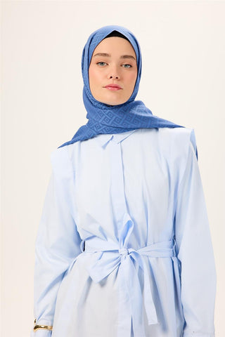 Pamuk Polyester Liva Şal İndigo Düz Tok Duruşlu 90X200