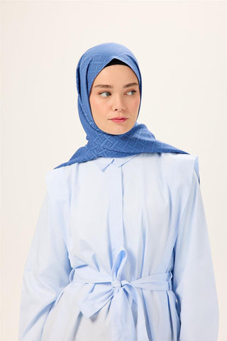 Pamuk Polyester Liva Şal İndigo Düz Tok Duruşlu 90X200
