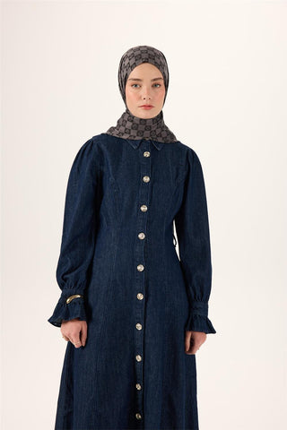 Pamuk Polyester Liva Şal Füme Desenli Tok Duruşlu 90X200