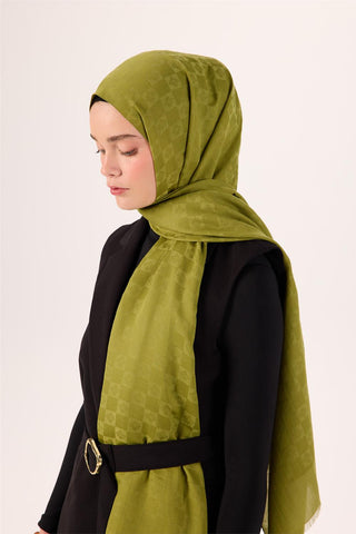 Pamuk Polyester Liva Şal Açık Yeşil Dokulu Nefes Alan 90X200