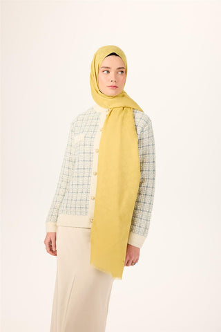 Pamuk Polyester Liva Şal Sarı Dokulu Nefes Alan 90X200