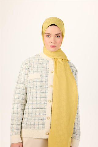 Pamuk Polyester Liva Şal Sarı Dokulu Nefes Alan 90X200