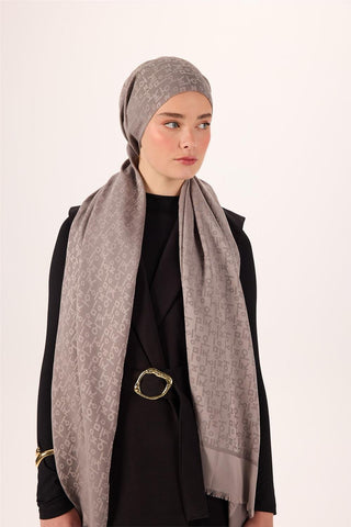 Pamuk Polyester Liva Şal Açık Gri Dokulu Nefes Alan 90X200