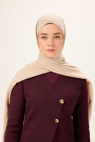 Pamuk Polyester Liva Şal Bej Kaymaz Tok Duruşlu 90X200