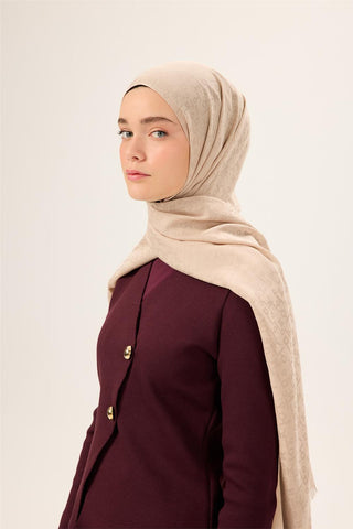 Pamuk Polyester Liva Şal Bej Kaymaz Tok Duruşlu 90X200