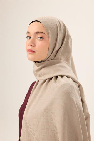 Pamuk Polyester Liva Şal Koyu Bej Kaymaz Tok Duruşlu 90X200