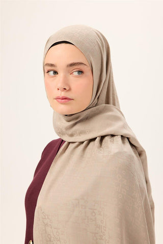 Pamuk Polyester Liva Şal Koyu Bej Kaymaz Tok Duruşlu 90X200