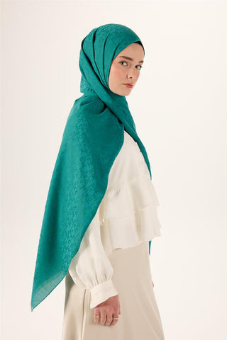 Pamuk Polyester Liva Şal Yeşil Kaymaz Tok Duruşlu 90X200