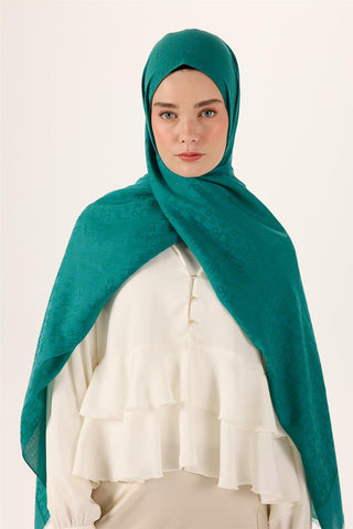 Pamuk Polyester Liva Şal Yeşil Kaymaz Tok Duruşlu 90X200