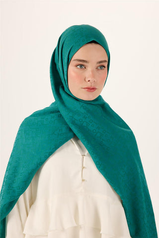 Pamuk Polyester Liva Şal Yeşil Kaymaz Tok Duruşlu 90X200