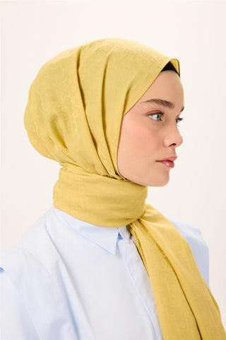 Pamuk Polyester Liva Şal Sarı Nefes Alan Dokulu 90X200