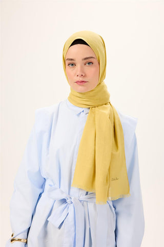 Pamuk Polyester Liva Şal Sarı Nefes Alan Dokulu 90X200