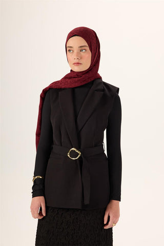 Pamuk Polyester Liva Şal Bordo Nefes Alan Dokulu 90X200