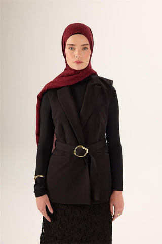 Pamuk Polyester Liva Şal Bordo Nefes Alan Dokulu 90X200