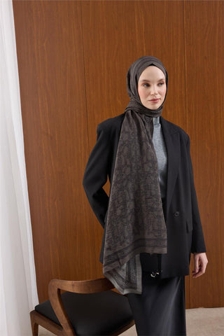 Viskon Mayda Şal Yeşil Kahve Zeminli Lacivert Detaylı Zincir Desenli Yumuşak
                Dokulu Dökümlü 190X70