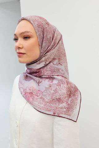 Monare Eşarp Etnik Motif Pudra 90x90