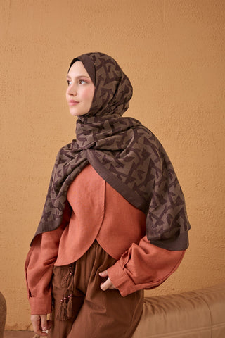 Naia Cotton Silk Scarf Elio Brown