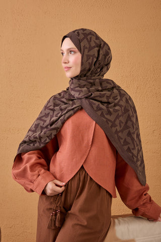 Naia Cotton Silk Scarf Elio Brown
