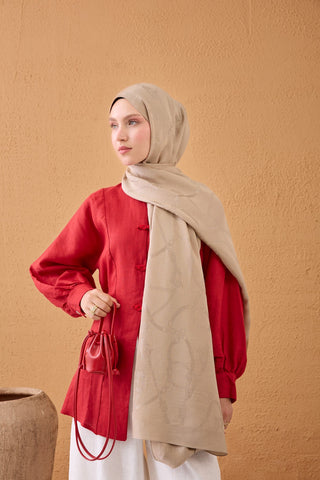 Naia Pamuk Şal Halat Bej - Naia Şal - | Silk Home