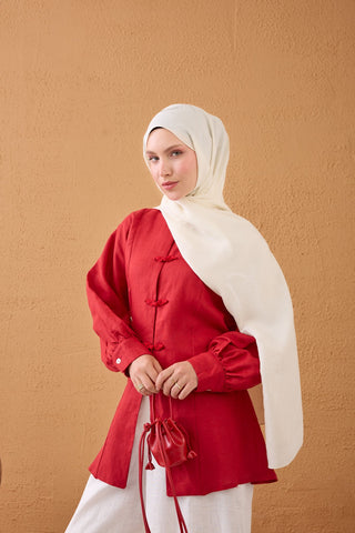 Naia Pamuk Şal Halat Ekru - Naia Şal - | Silk Home