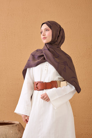 Naia Pamuk Şal Halat Kahve-Mor - Naia Şal - | Silk Home