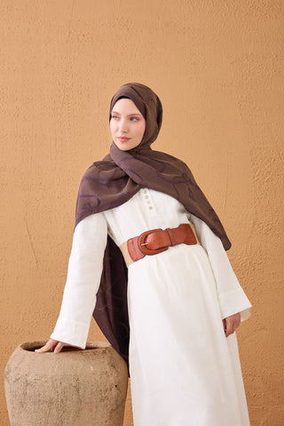 Naia Pamuk Şal Halat Kahve-Mor - Naia Şal - | Silk Home