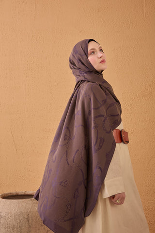 Naia Pamuk Şal Halat Kahve-Mor - Naia Şal - | Silk Home